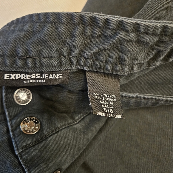 Express Jeans Vintage 90s Women's 5/6 Washed Black Sailor Snap Front Flare - Picture 12 of 13